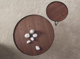 Rackhams Round Coffee Table Walnut and Black Steel 2006 - thumbnail 5