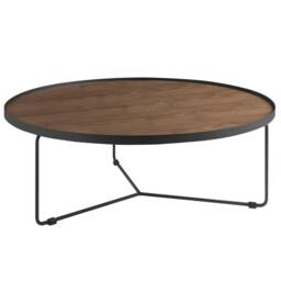Rackhams Round Coffee Table Walnut and Black Steel 2006