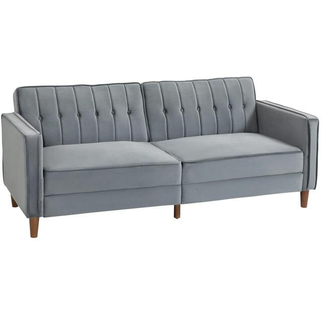 Rackhams Velvet-Feel Three-Seater Sofa Bed - Dark Grey