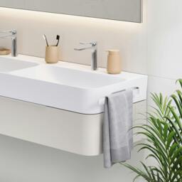 Rackhams Polished Stainless Steel 35cm Towel Rail Self Adhesive Bathroom Wall Mounted - thumbnail 2