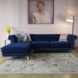 Rackhams Glamour Three Seater Corner Sofa, Velvet - thumbnail 3