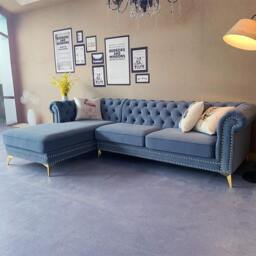 Rackhams Glamour Three Seater Corner Sofa, Velvet - thumbnail 5