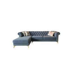 Rackhams Glamour Three Seater Corner Sofa, Velvet - thumbnail 2