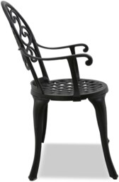 Rackhams PREGO Luxurious Garden and Patio Table and 4 Large Chairs with Armrests Cast Aluminium Bistro Set - Black - thumbnail 5