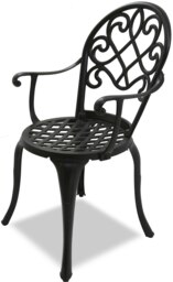 Rackhams PREGO Luxurious Garden and Patio Table and 4 Large Chairs with Armrests Cast Aluminium Bistro Set - Black - thumbnail 4