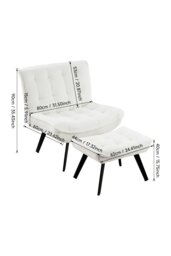 Rackhams Minimal Comfy Chair with Footstool Set for Living Reading Room - Beige - thumbnail 6