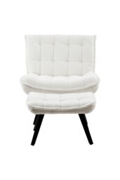 Rackhams Minimal Comfy Chair with Footstool Set for Living Reading Room - Beige - thumbnail 3