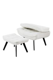 Rackhams Minimal Comfy Chair with Footstool Set for Living Reading Room - Beige - thumbnail 4