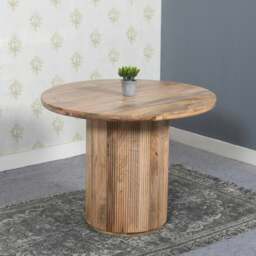 Rackhams Niles Natural Solid Wood Round Dining Table - Wood - 100x100x76 CM (LxDxH) - Dining Table - thumbnail 2