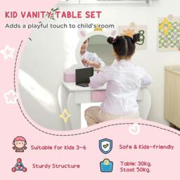 Rackhams ZONEKIZ Unicorn-Design Kids Dressing Table, with Mirror and Stool - White - thumbnail 4