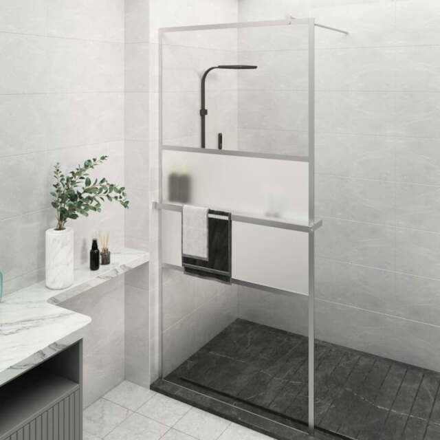 Rackhams Walk-in Shower Wall with Shelf Chrome 90x195 cm ESG Glass&Aluminium
