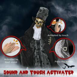 Rackhams 189cm Life Size Outdoor Halloween Decorations Ghost Bridegroom, Animated Prop Animatronic Decor with Sound and Motion Activated, Light Up Eyes - thumbnail 6