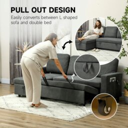Rackhams Pull Out Sofa Bed L Shape Corner Sofa w/ Reversible Chaise - thumbnail 5