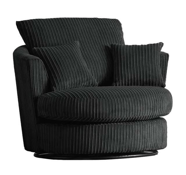 Rackhams Luxor / Ferguson / Delta Cord Swivel Chair - Black - image 1