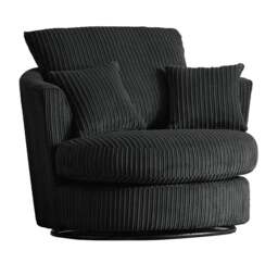 Rackhams Luxor / Ferguson / Delta Cord Swivel Chair - Black - thumbnail 1