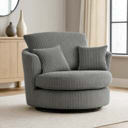 Rackhams Luxor / Ferguson / Delta Cord Swivel Chair - Black - thumbnail 2