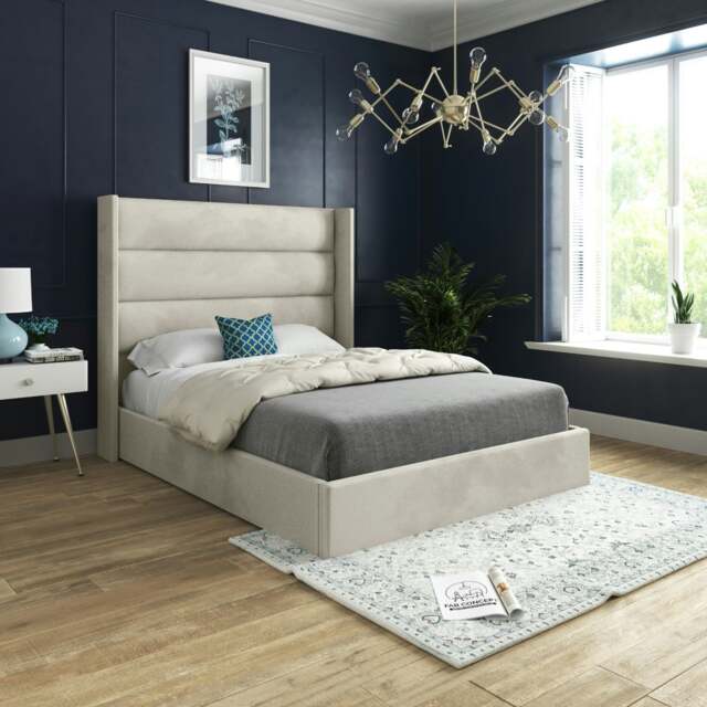 Rackhams Novara Upholstered Soft Velvet Bed Frame - Pink - Silver - Small single - image 1