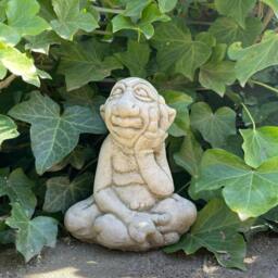 Rackhams Magical Sitting Goblin Stone Cast Statue Small Outdoor Ornament Garden Sculpture - thumbnail 2