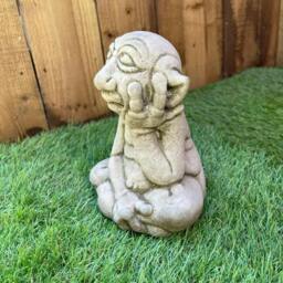 Rackhams Magical Sitting Goblin Stone Cast Statue Small Outdoor Ornament Garden Sculpture - thumbnail 5