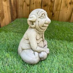 Rackhams Magical Sitting Goblin Stone Cast Statue Small Outdoor Ornament Garden Sculpture - thumbnail 6