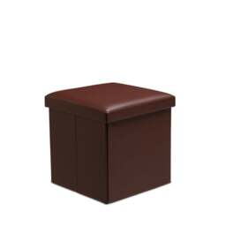 Rackhams Faux Leather Storage Ottoman Storage Box With Lid Foldable - 38x38x38cm Square - White - thumbnail 2