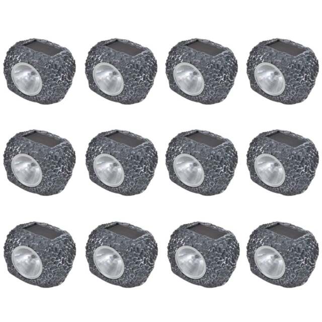 Rackhams Outdoor Solar Powered LED Spotlight Stone Shape 12 pcs