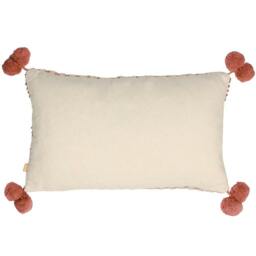 Rackhams Ayaan Pom Pom Cushion Cover - Brick Red/White - 30cm x 50cm - Brick Red/White - 100% Cotton - thumbnail 3