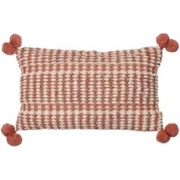 Rackhams Ayaan Pom Pom Cushion Cover - Brick Red/White - 30cm x 50cm - Brick Red/White - 100% Cotton - thumbnail 2