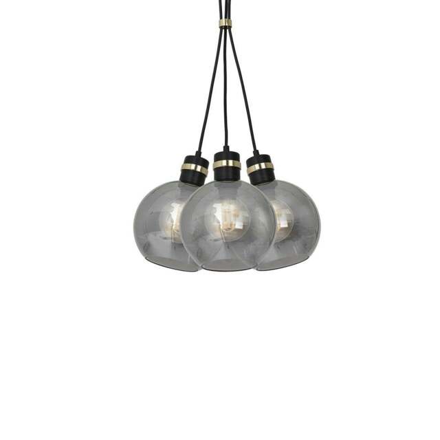 Rackhams Omega Pendant Lamp Black And Gold Hand Made With Smoked Glass Spheres - image 1