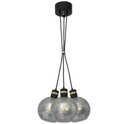 Rackhams Omega Pendant Lamp Black And Gold Hand Made With Smoked Glass Spheres - thumbnail 4