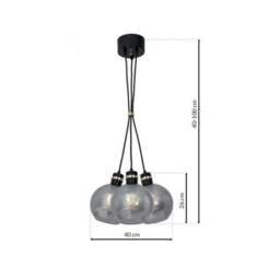 Rackhams Omega Pendant Lamp Black And Gold Hand Made With Smoked Glass Spheres - thumbnail 6