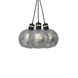 Rackhams Omega Pendant Lamp Black And Gold Hand Made With Smoked Glass Spheres - thumbnail 3