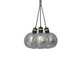 Rackhams Omega Pendant Lamp Black And Gold Hand Made With Smoked Glass Spheres - thumbnail 1