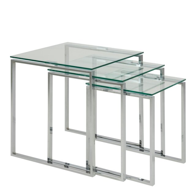 Rackhams Katrine Nest of Tables with Glass Top Set of 3 - 1 - image 1