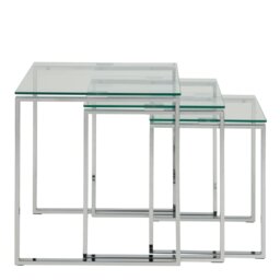 Rackhams Katrine Nest of Tables with Glass Top Set of 3 - 1 - thumbnail 3