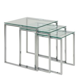 Rackhams Katrine Nest of Tables with Glass Top Set of 3 - 1