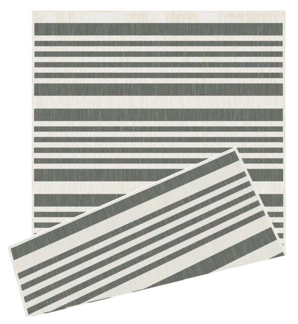 Rackhams Duo Weave Outdoor Grey Rug Modern Stripes - 160X230 cm - image 1