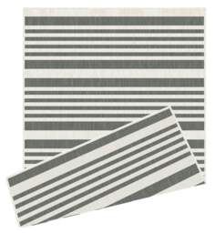 Rackhams Duo Weave Outdoor Grey Rug Modern Stripes - 160X230 cm - thumbnail 1