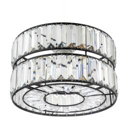 Rackhams Chic Double Tier Black Pendant Light Shade with Rows of Acrylic Prisms - thumbnail 4