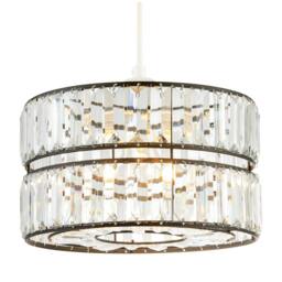 Rackhams Chic Double Tier Black Pendant Light Shade with Rows of Acrylic Prisms - thumbnail 2