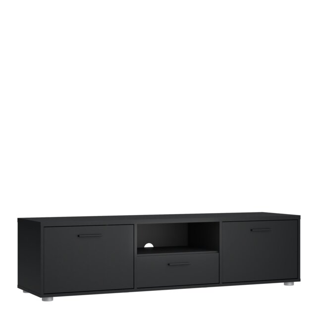 Rackhams Media TV Unit with 2 Doors 1 Drawer 147cm Black - 1 - image 1