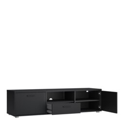 Rackhams Media TV Unit with 2 Doors 1 Drawer 147cm Black - 1 - thumbnail 4