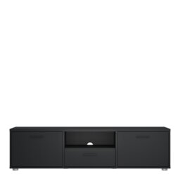 Rackhams Media TV Unit with 2 Doors 1 Drawer 147cm Black - 1 - thumbnail 2