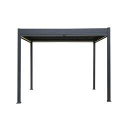 Rackhams Anthracite Aluminium Pergola With White Blinds & LED Lights - 3m x 3m - thumbnail 3