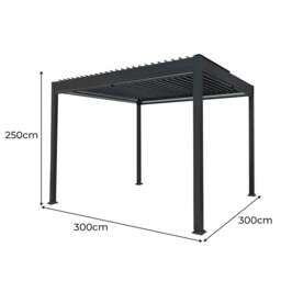 Rackhams Anthracite Aluminium Pergola With White Blinds & LED Lights - 3m x 3m - thumbnail 6
