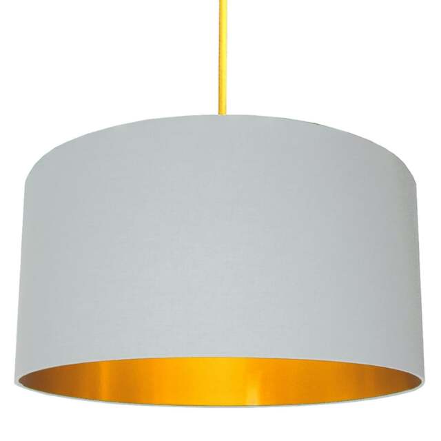 "Rackhams Cloud Grey Cotton Lampshade with Gold Lining - 60cm Diameter x 20cm Height / (24"" x 8"")" - image 1