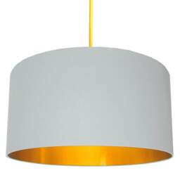 "Rackhams Cloud Grey Cotton Lampshade with Gold Lining - 60cm Diameter x 20cm Height / (24"" x 8"")"