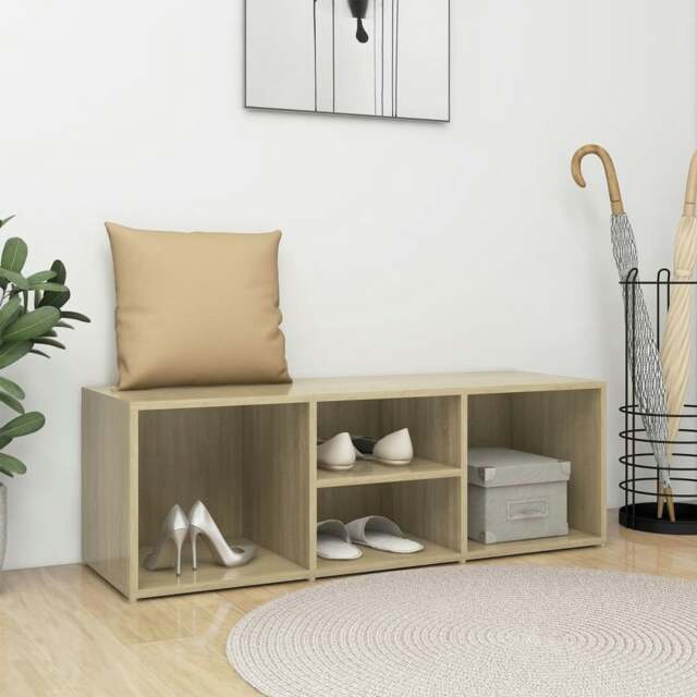 Rackhams Shoe Storage Bench Sonoma Oak 105x35x35 cm Engineered Wood