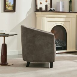 Rackhams Bronzing Fabric Tub Chair, Upholstered Armchair, Padded Barrel Club Chair - Grey - thumbnail 2