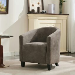 Rackhams Bronzing Fabric Tub Chair, Upholstered Armchair, Padded Barrel Club Chair - Grey - thumbnail 3